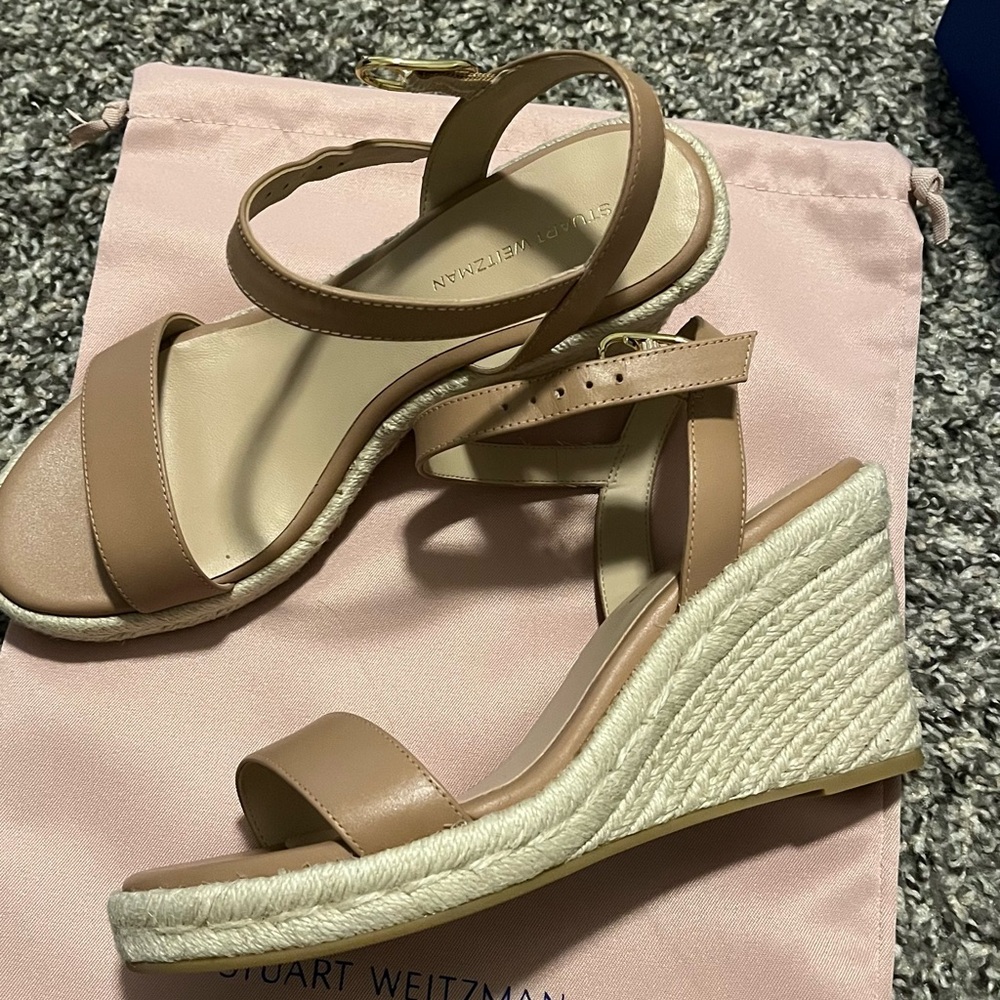 Stuart Weitzman Tan Wedge Sandals